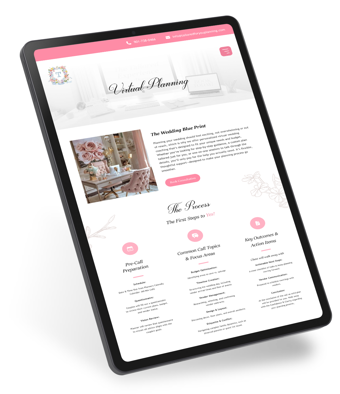 Tailored For You virtual planning page on tablet
